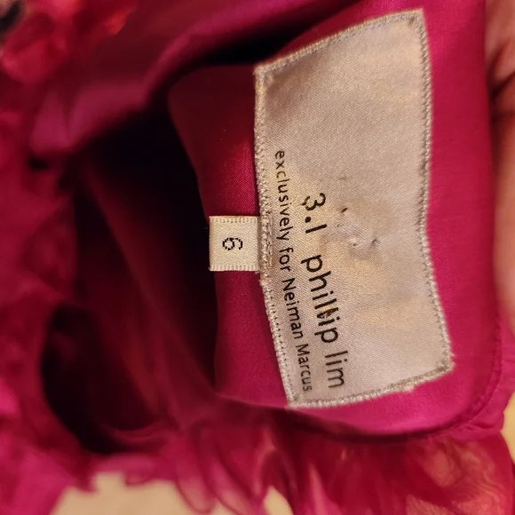 3.1 Phillip Lim Fucshia 1 Shoulder Ruffle Moni Dress Size 6 Small - Picture 9 of 11